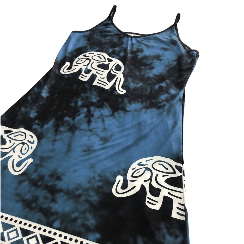 Blue and Black Tie Dye Dress